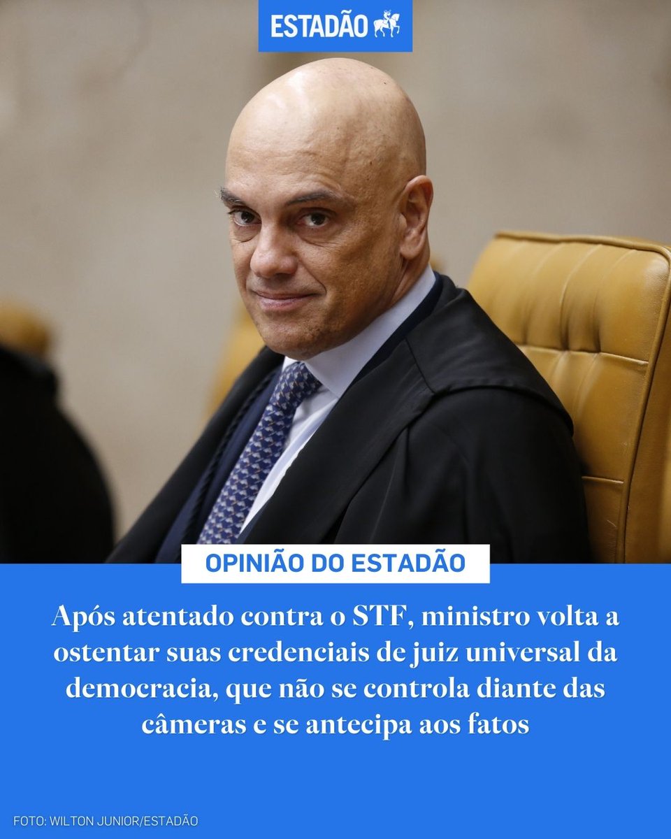 Estadao's tweet photo. EDITORIAL: ‘Os vícios incontroláveis de Moraes’ – Falar demais e arrogar para a Corte competências que não são suas evidencia como Moraes contribui para alimentar o próprio extremismo que ele decidiu combater (@opiniao_estadao) https://t.co/9nr5H0IhFk https://t.co/HZ1IKhWZKB