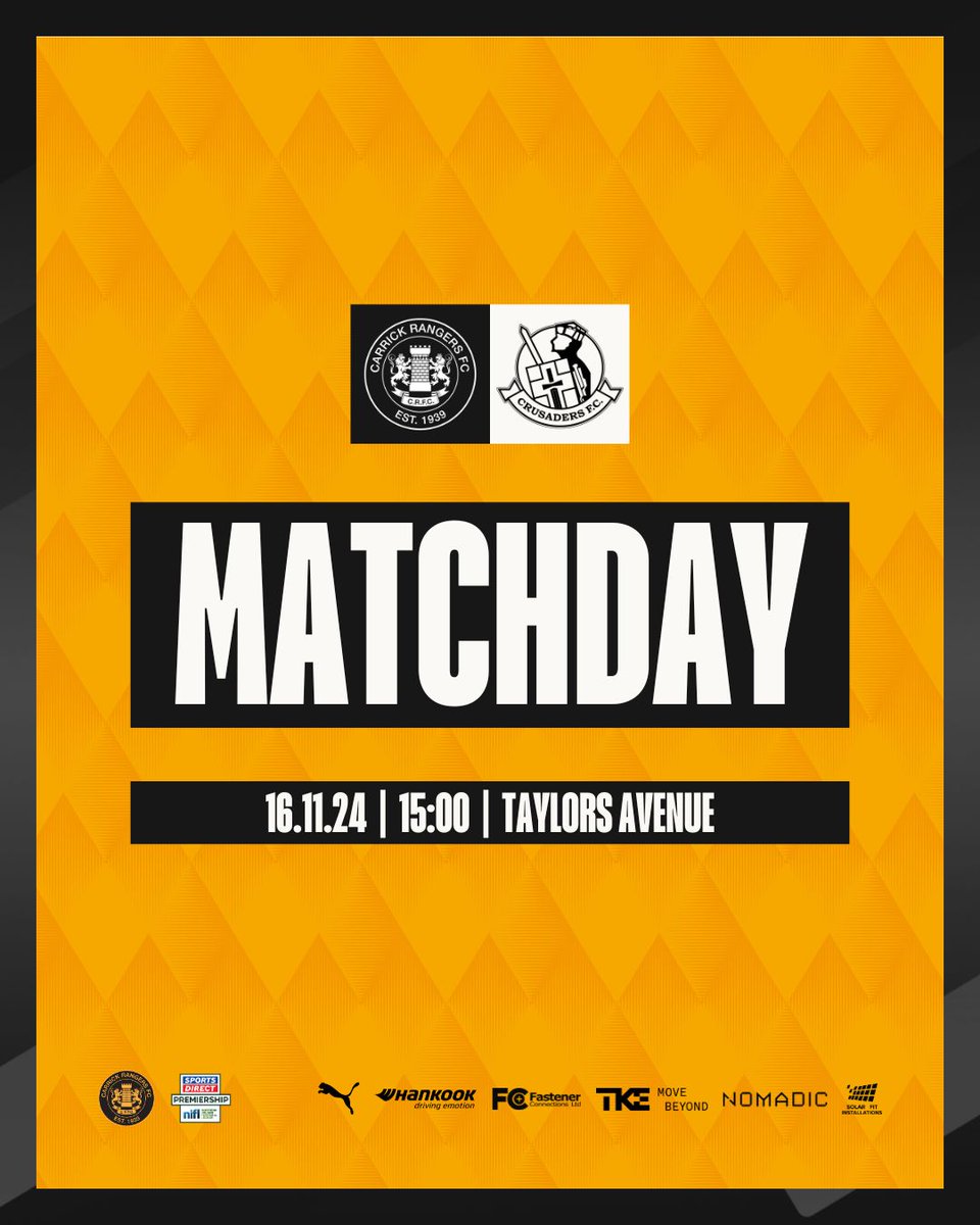 CarrickRangers's tweet image. 𝗠𝗔𝗧𝗖𝗛𝗗𝗔𝗬 🥳

🆚 Crusaders
🏆 #SportsDirectPrem
🏟️ Taylors Avenue
📆 Saturday 16th November
🕒 15:00
🎟️ 𝗧𝗜𝗖𝗞𝗘𝗧𝗦: bit.ly/CRFCTickets
💷 Pay at the gate available (£15/£10) 

#CRFC | #AmberArmy 🟠⚫️