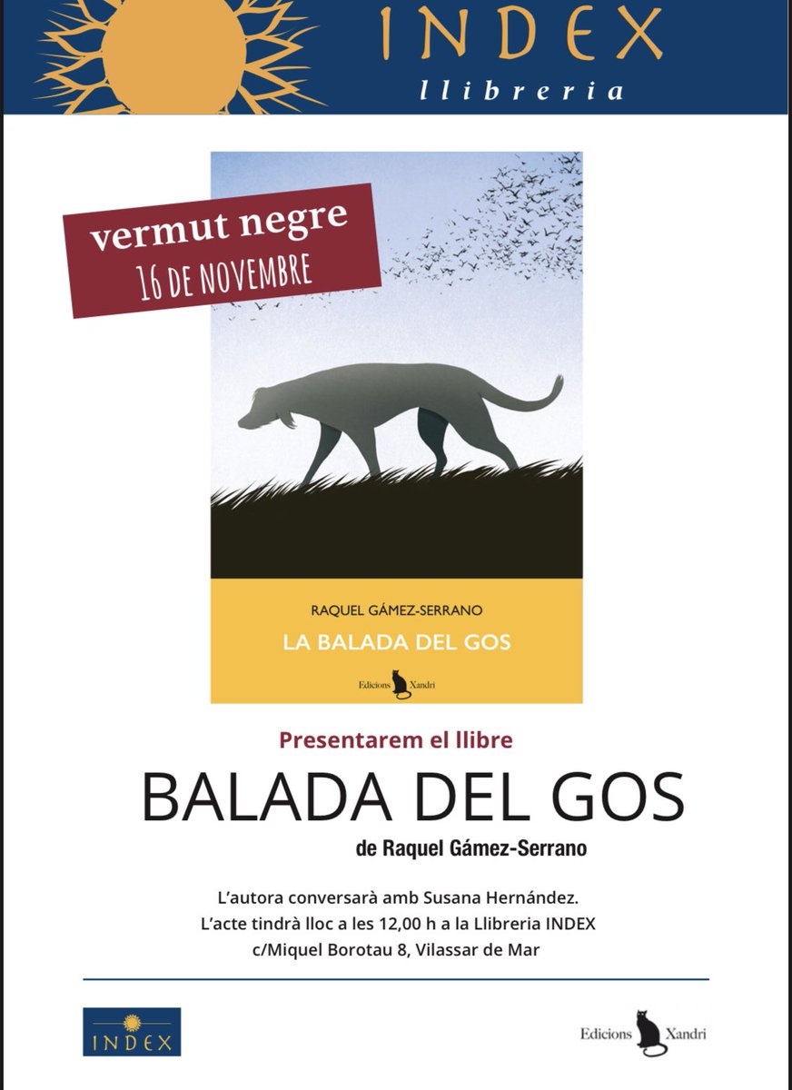Raquel Gámez-Serrano (@raquel_gserrano) on Twitter photo Amics del Maresme: és avui!
Us hi esperem! 💙🤍💛#labaladadelgos <a href="/edicionsxandri/">Edicions Xandri</a> <a href="/LlibreriaIndex/">Llibreria Índex</a> Amics del Maresme: és avui!
Us hi esperem! 💙🤍💛#labaladadelgos <a href="/edicionsxandri/">Edicions Xandri</a> <a href="/LlibreriaIndex/">Llibreria Índex</a>