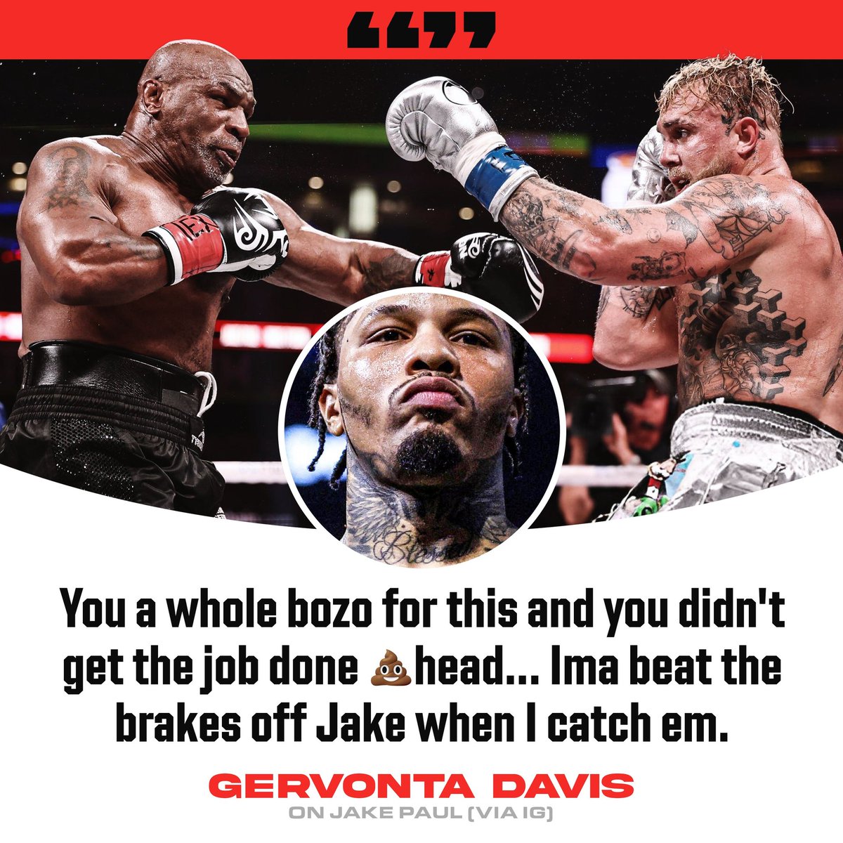 DuosMarketers's tweet image. 📢 Just in! Gervonta Davis didn't hold back on Jake Paul's bout with Tyson, calling him out as a "bozo" for the matchup. What's your take? Is it all just part of the sport's banter or does Davis have a point? 🥊 #BoxingTalk #DavisVsPaul #MikeTyson #jakepaulfight