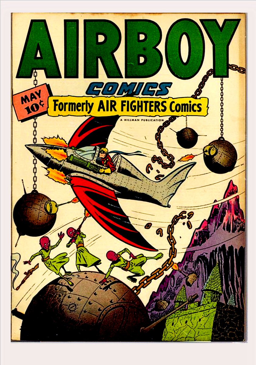 doctorow's tweet photo. Airboy Comics v 3 #4_May 1946_Fred Kida cover art https://t.co/KPmwQ7g4mP https://t.co/la5nHd395G