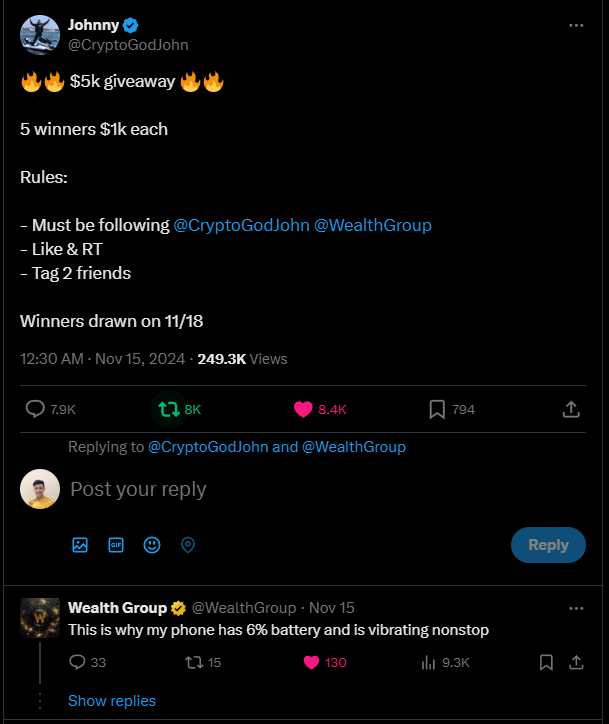 wmeomeow's tweet photo. @CryptoGodJohn @WealthGroup 1 a @HUUGIAO2 @HomitaBnb thank you so much 9 z
!@#$%^ &amp;*()_+Ơ}|:">?
go go go 12345 6789
#CryptoGodJohny https://t.co/Pj4jF5EeMU