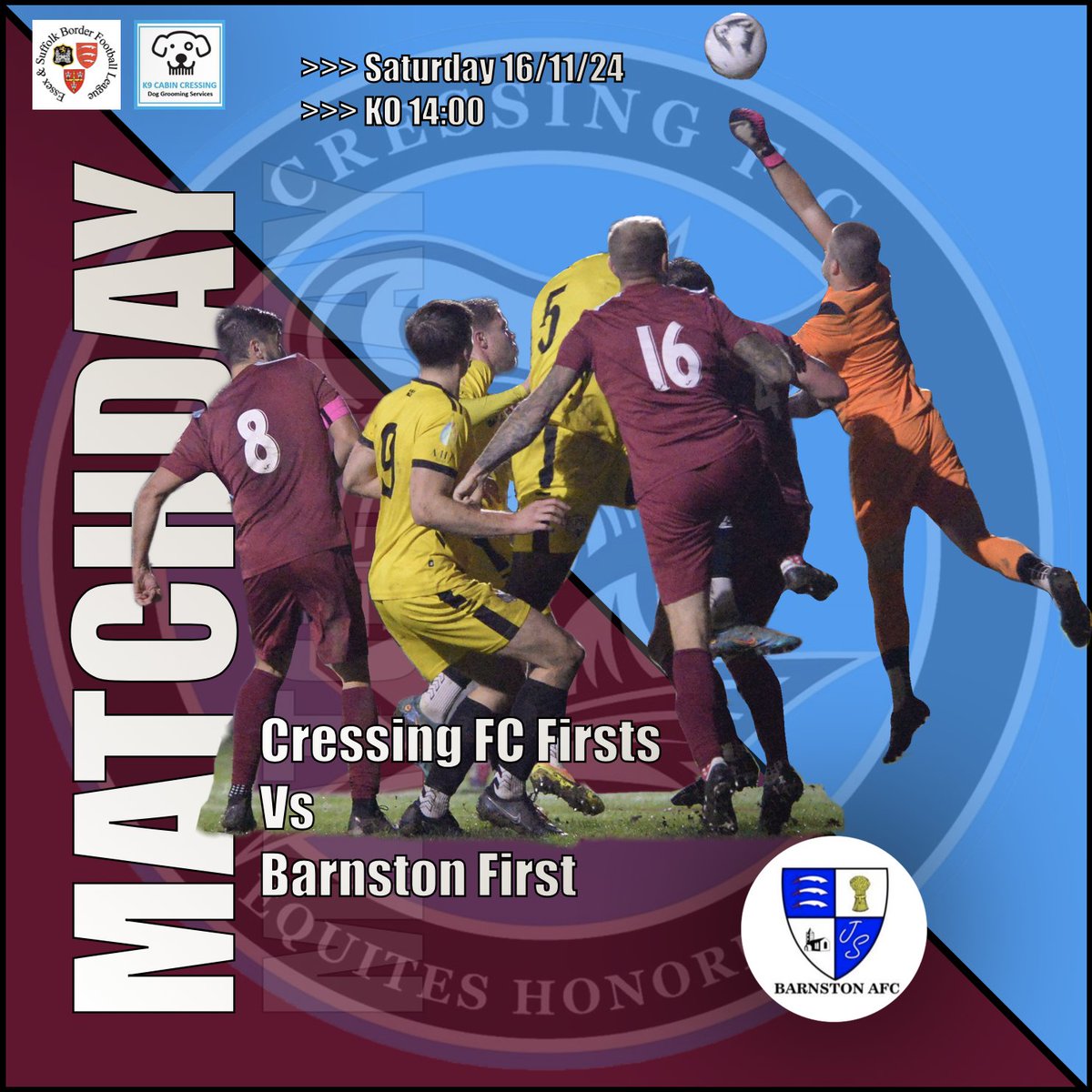 CressingFC's tweet image. Match Day!💥

Cressing FC First host Barnston First in the ESBL league.

Check out the team selection!

KO – 14:00🕑

Hope to see you there! ⚽️

📸 @pitchside_bp 

#CressingFC
#K9CabinCressing
#UTC