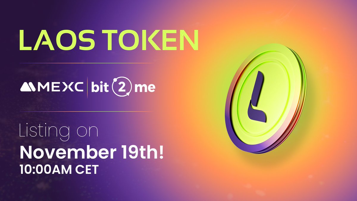 laosnetwork's tweet photo. Two exchanges, one big moment for $LAOS! ๐
๐๏ธ On November 19th at 10:00AM CET, $LAOS lands on @bit2me and @MEXC_Official.
Exciting times aheadโdonโt miss it! ๐ฅ
#laosnetwork #polkadot #evm #web3gaming https://t.co/E3Ltuwmzx8