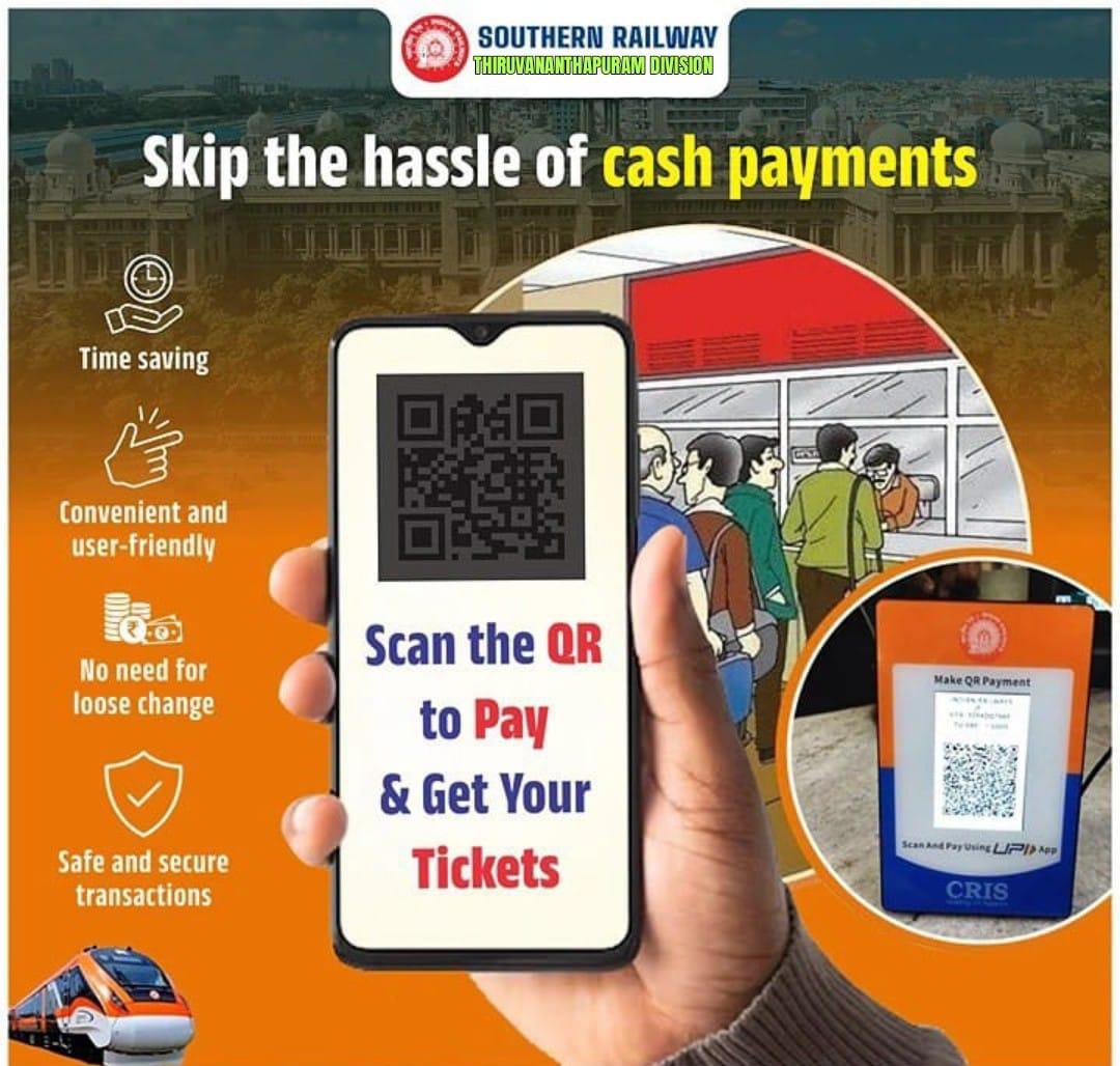 drm_tvc's tweet photo. Experience the ease of digital travel with Indian Railway! 🚉
No need for cash – just scan the QR code, pay, and get your tickets on the spot. Quick, secure, and convenient.
Let’s make travel seamless!
#DigitalDay #CashlessTravel #SouthernRailway https://t.co/E3eiW4M4PL