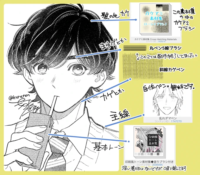 作画レシピです(※クリスタ) 