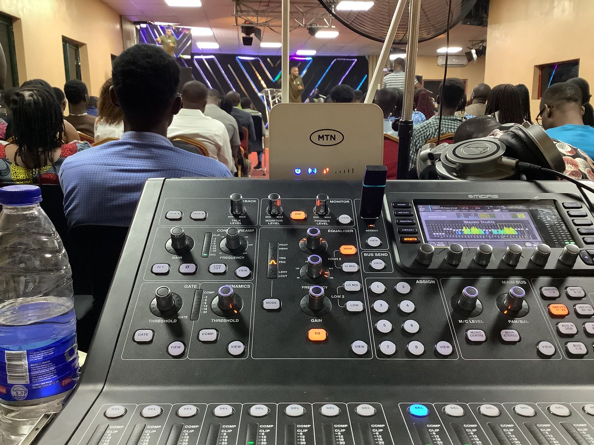 EAOAdeyemo's tweet photo. The view from the console: balancing the sound for the stage and audience, one fader at a time. It’s not just a job; it’s the heartbeat of the event. 🎛️🎶 #EAOAdeyemo https://t.co/VWIZYncwq0