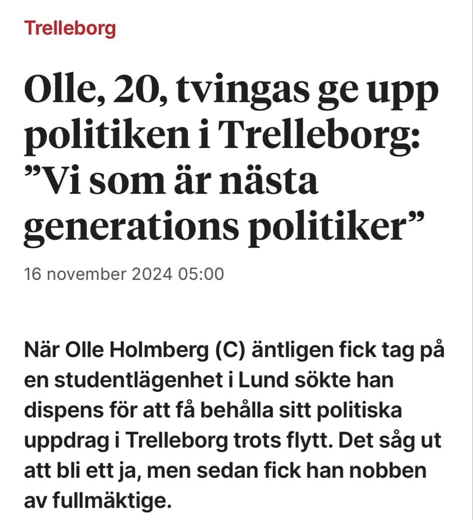 emelierossheim's tweet photo. Jag blir rasande. Att Trelleborgs kommunfullmäktige röstar NEJ till att Olle ska få behålla sin ersättarplats i arbetsmarknadsnämnden är bortom mitt förstånd. 

Bert Westerberg (M) m.f sätter uppenbarligen sitt tyckande före framtiden, herregud. https://t.co/GQs47Bf5ZW