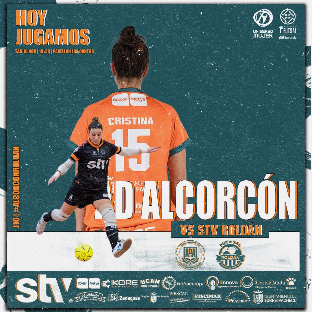 ⚔️ MATCH DAY🔥
🏆 J10 #PrimeraIberdrolaFS
📅 Sábado 16 de noviembre 
🕕 19:30H
🆚 <a href="/ADAlcorconFSF/">A.D. Alcorcón F.S.F.</a> 
📍 Alcorcón
🏟 Pabellón Los Cantos 
📺 <a href="/live_vuvuzela/">SinopsisVuvuzela</a> 
💻 youtube.com/live/v_lRKBCXM…
🧡 ¡VAMOS EQUIPO!
#STVRoldan