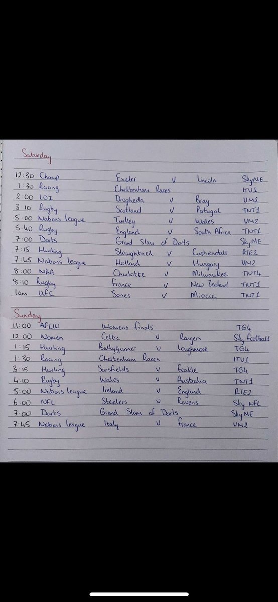 G’day mates - handwriting a tad different this weekend as we had to hire a ghost writer due to 🍺 but we couldn’t let ye down! Please see the weekends schedule below a tasty one in store for ye all! Enjoy everybody and keep safe ❤️👍🕺