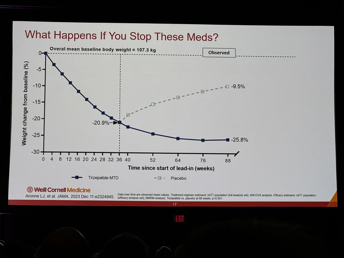 Rather than stopping the GLP-1, use a low maintenance dose otherwise the patient regains weight quickly #ACR24 @rheumnow