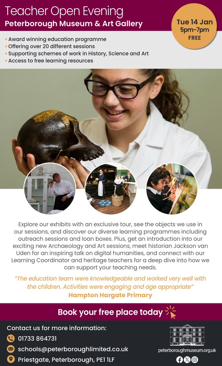 History with Jackson (@historywjackson) on Twitter photo I'm super excited to be working with <a href="/PboroMuseum/">Peterborough Museum & Art Gallery</a> on their new Teacher Open Evenings where I will be talking on about digital humanities and what it is like to be a historian!
Book here: peterborough-museum.arttickets.org.uk/peterborough-m… I'm super excited to be working with <a href="/PboroMuseum/">Peterborough Museum & Art Gallery</a> on their new Teacher Open Evenings where I will be talking on about digital humanities and what it is like to be a historian!
Book here: peterborough-museum.arttickets.org.uk/peterborough-m…