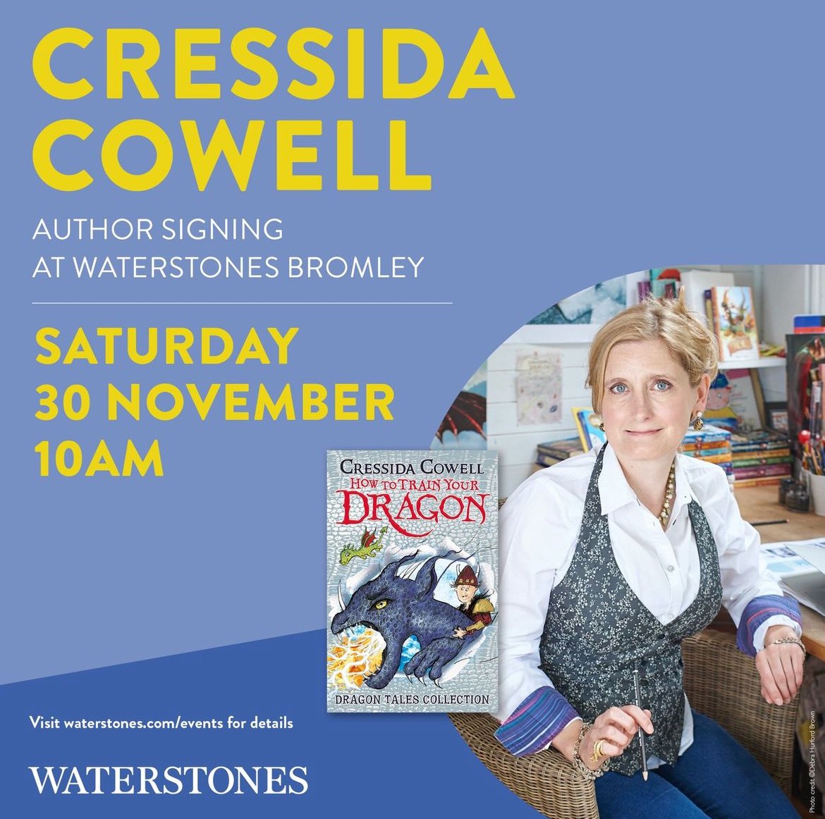 Waterstones Bromley (@bromleybooks) on Twitter photo We are so excited to have <a href="/CressidaCowell/">Cressida Cowell</a> coming in for a signing on the 30th November!
Tickets available online now!
#books #booksbooksbooks #howtotrainyourdragon #waterstones #signing #author We are so excited to have <a href="/CressidaCowell/">Cressida Cowell</a> coming in for a signing on the 30th November!
Tickets available online now!
#books #booksbooksbooks #howtotrainyourdragon #waterstones #signing #author