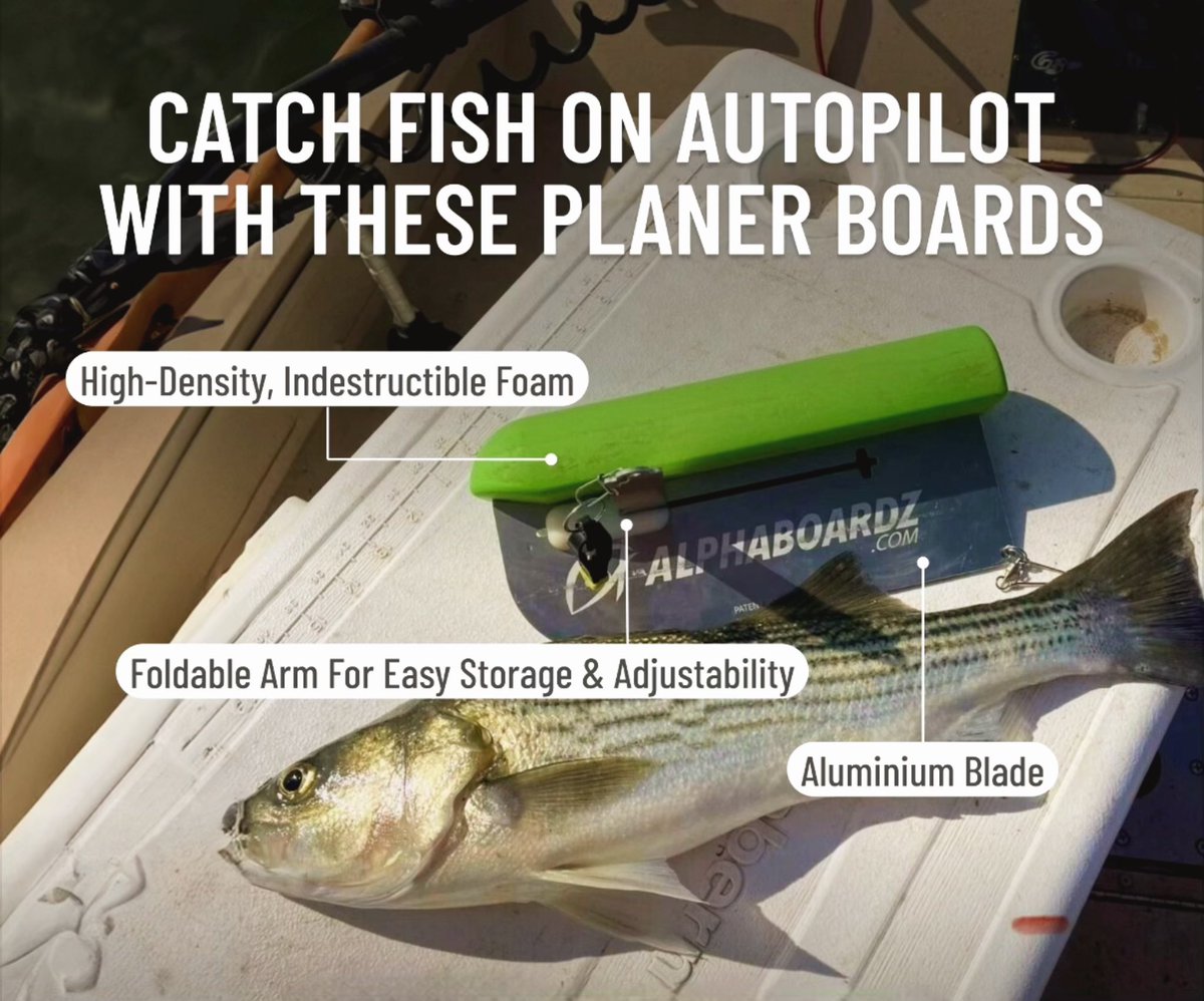 In-line Side planers are nothing new to the market, but Alphaboardz changed the game with their revolutionary folding arm. This not only protects the arm from damage but allows the angler to use it on either the port or starboard side of the vessel. #alphaboardz