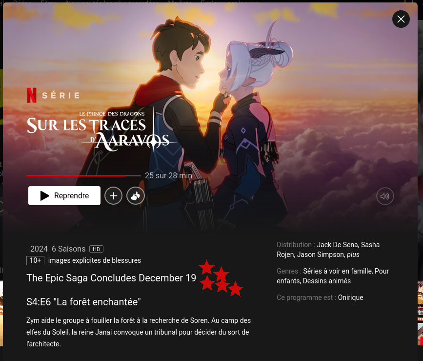 piotelat's tweet photo. Nothing special in episode 5 except... this sentence "The epic saga concludes..." written (by Aaravos?) in English even on French screens.
After watching @itsreeljames video I asked my favorite AI if I should be nervous... 
#TheDragonPrince #GiveUsTheSaga #ProjectDecember https://t.co/zMy6jXJln1