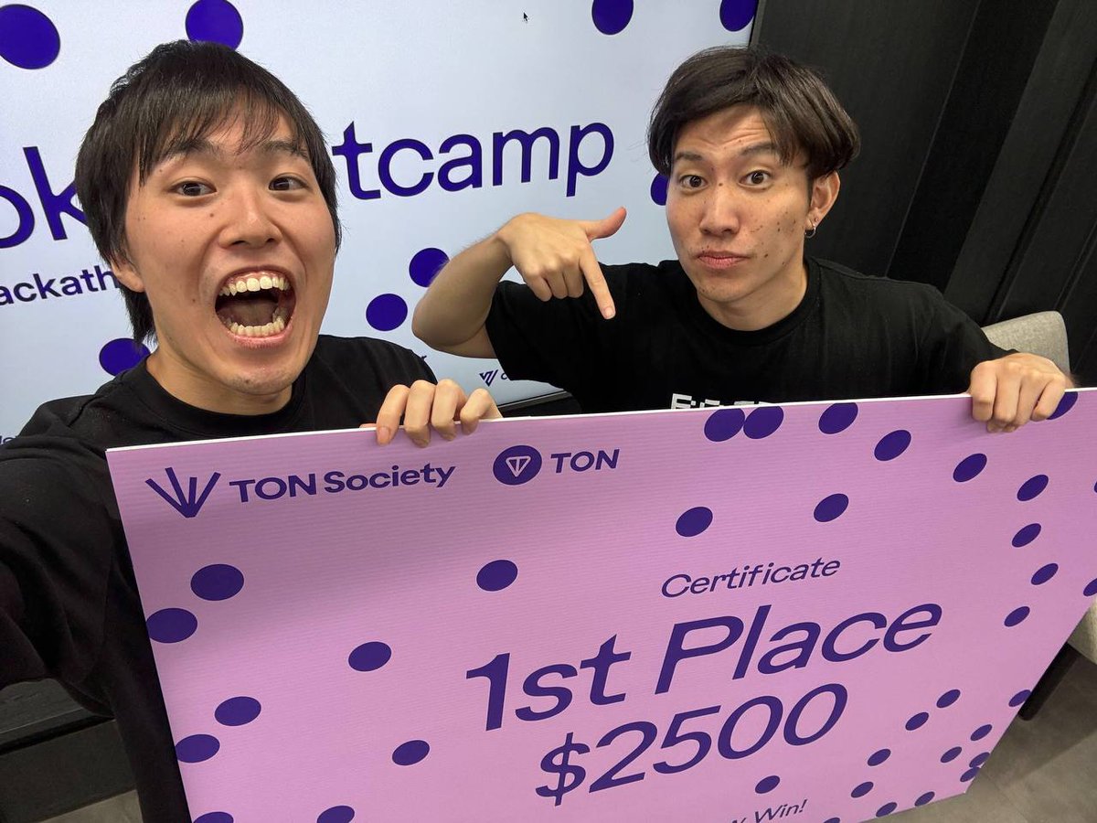 Masa | Bagel 🥯 (@masashi_ono0611) on Twitter photo We won 1st place at Bootcamp by TON Society <a href="/ton_society/">TON Society</a> !!🎉
We just keep building and never give up.
We love TON community! We won 1st place at Bootcamp by TON Society <a href="/ton_society/">TON Society</a> !!🎉
We just keep building and never give up.
We love TON community!