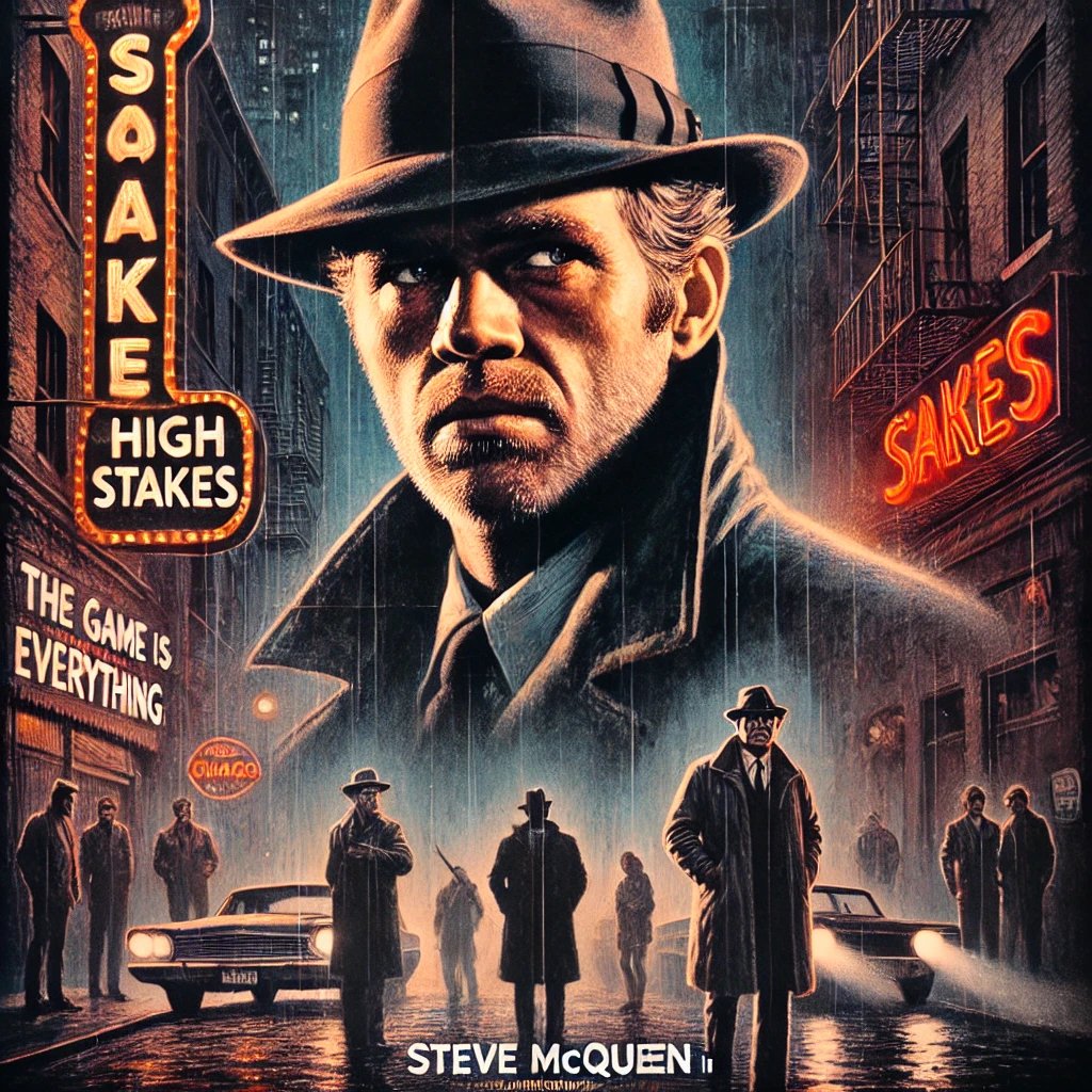 ▶️ tinyurl.com/ArtificialMcQu… ChatGPT film HIGH STAKES, 1982: Steve McQueen plays a gambler and former thief who returns to his criminal past to save his family from a ruthless gangster. Set in 1960s Chicago, the film explores redemption, loyalty, and consequences #SteveMcQueen