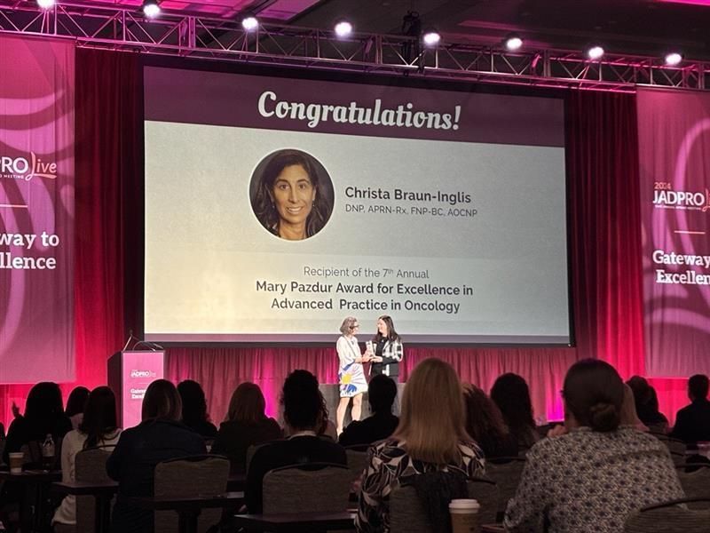 Cancer Nursing Today (@cancer_nurses) on Twitter photo 🏆 Happening now at #JADPROLive: Christa Braun-Inglis, MS, APRN, FNP-BC, AOCN, of <a href="/UHCancerCenter/">University of Hawaii Cancer Center</a> is being honored with the Mary Pazdur Award!!
⭐ Congratulations!! ⭐ 🏆 Happening now at #JADPROLive: Christa Braun-Inglis, MS, APRN, FNP-BC, AOCN, of <a href="/UHCancerCenter/">University of Hawaii Cancer Center</a> is being honored with the Mary Pazdur Award!!
⭐ Congratulations!! ⭐