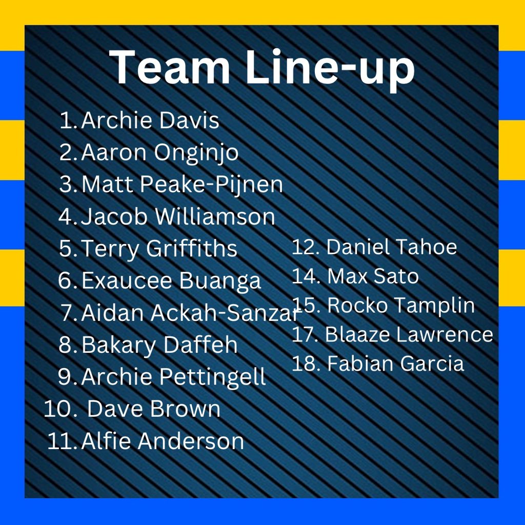 Todays team to face AFC Welwyn in the Gladwish Trophy