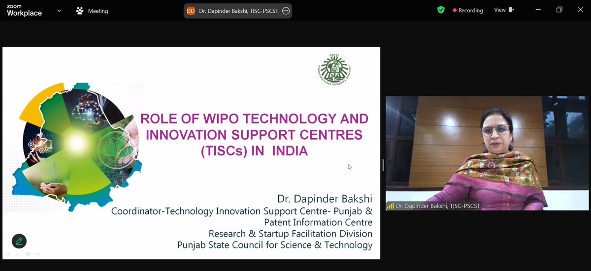 PSCST_GoP's tweet image. Fuelling IP &amp;amp;Tech Tansfer Ecosystem #TISCPunjab of  @PSCST_GoP  showcased its commitment at @WIPO #IPworkshop organised on #PatentSearch Filing &amp;amp; Enforcement jointly with @pu_cprdst  Joint Director @Bakshidapinder discussed initiatives leading to building robust IP&amp;amp;TT Ecosystem
