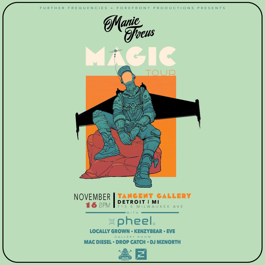 🚨 TONIGHT 🚨 

MCB glitch-hop and dubstep duo Locally Grown is joining <a href="/ManicFocus/">JmaC</a>, Pheel, and more for the Detroit stop of The Magic Tour.

Locally Grown is on at 10:15.

🎟️: maingatetickets.com/events/tickets…

🎉 by <a href="/Further_Freq/">Further Frequencies</a>.