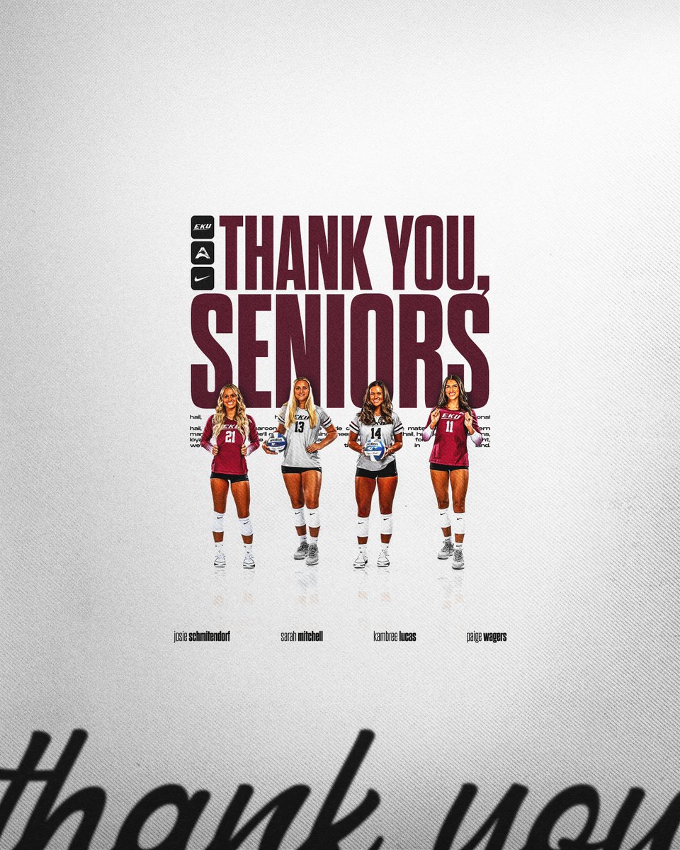 EKU Volleyball (@ekuvolleyball) on Twitter photo On Senior Day, head coach @EKUcoachbazzani talks about what each of the seniors have meant to her and the program.
2024 ๐ข๐ฎ๐ท๐ฒ๐ธ๐ป๐ผ
๐ฆ๐ถ๐๐ท๐๐๐ ๐ฟ๐๐ธ๐ถ๐
๐ซ๐ถ๐พ๐๐ ๐ฒ๐ถ๐๐๐๐
๐ฎ๐ถ๐๐ถ๐ฝ ๐๐พ๐๐ธ๐ฝ๐๐๐
๐ฅ๐๐๐พ๐ ๐ฎ๐ธ๐ฝ๐๐พ๐๐๐๐น๐๐๐ป
๐บ bit.ly/3Z7irYu On Senior Day, head coach @EKUcoachbazzani talks about what each of the seniors have meant to her and the program.
2024 ๐ข๐ฎ๐ท๐ฒ๐ธ๐ป๐ผ
๐ฆ๐ถ๐๐ท๐๐๐ ๐ฟ๐๐ธ๐ถ๐
๐ซ๐ถ๐พ๐๐ ๐ฒ๐ถ๐๐๐๐
๐ฎ๐ถ๐๐ถ๐ฝ ๐๐พ๐๐ธ๐ฝ๐๐๐
๐ฅ๐๐๐พ๐ ๐ฎ๐ธ๐ฝ๐๐พ๐๐๐๐น๐๐๐ป
๐บ bit.ly/3Z7irYu