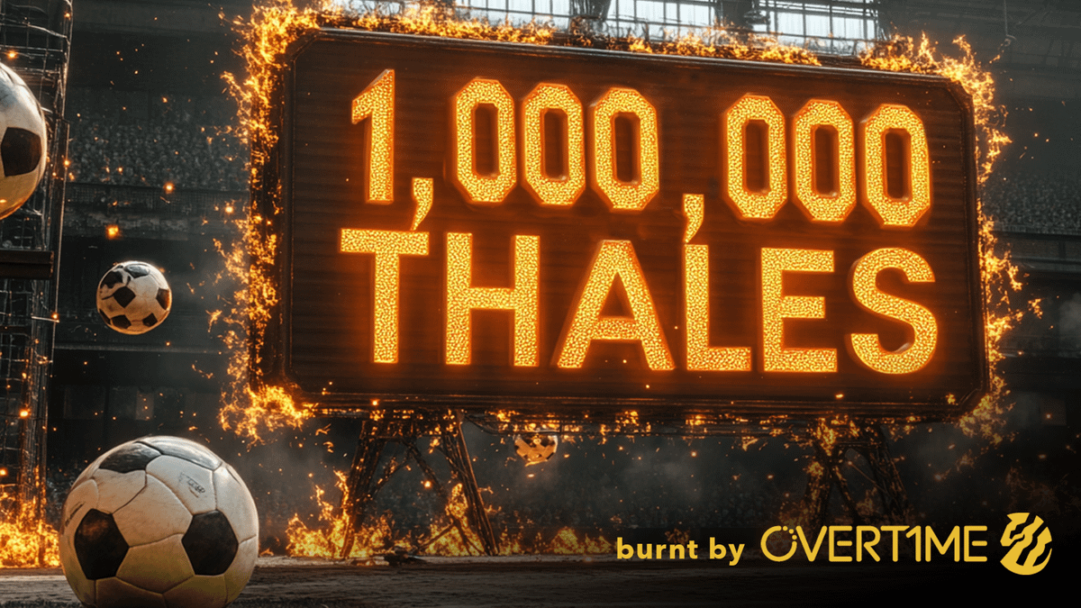 🔥 1,000,000 THALES Burnt Since Overtime V2 Launch! 🔥

The burning mechanism is heating up fueled by THALES as the go-to token on Overtime.

Since V2 release, the rate of THALES burning has skyrocketed.

Here's how it's driving value for the community 🧵