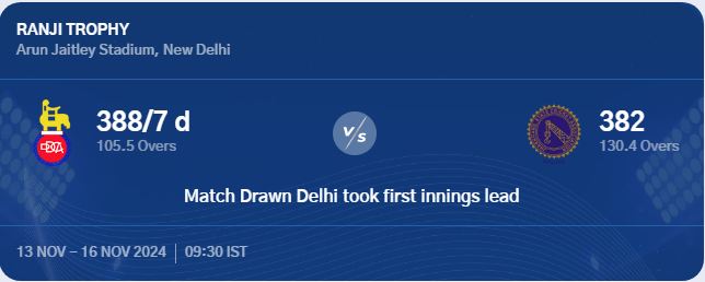 🚨 Ranji Trophy Thriller! 🚨
Ayush Badoni delivers a spectacular 205* off 216 balls, smashing 10 sixes and 16 fours! 💥🔥

His heroics help Delhi secure a crucial 1st innings lead over Jharkhand

Jharkhand: 382 all out
Delhi: 388/7
What an innings! 👏💪#RanjiTrophy #DelhiCricket