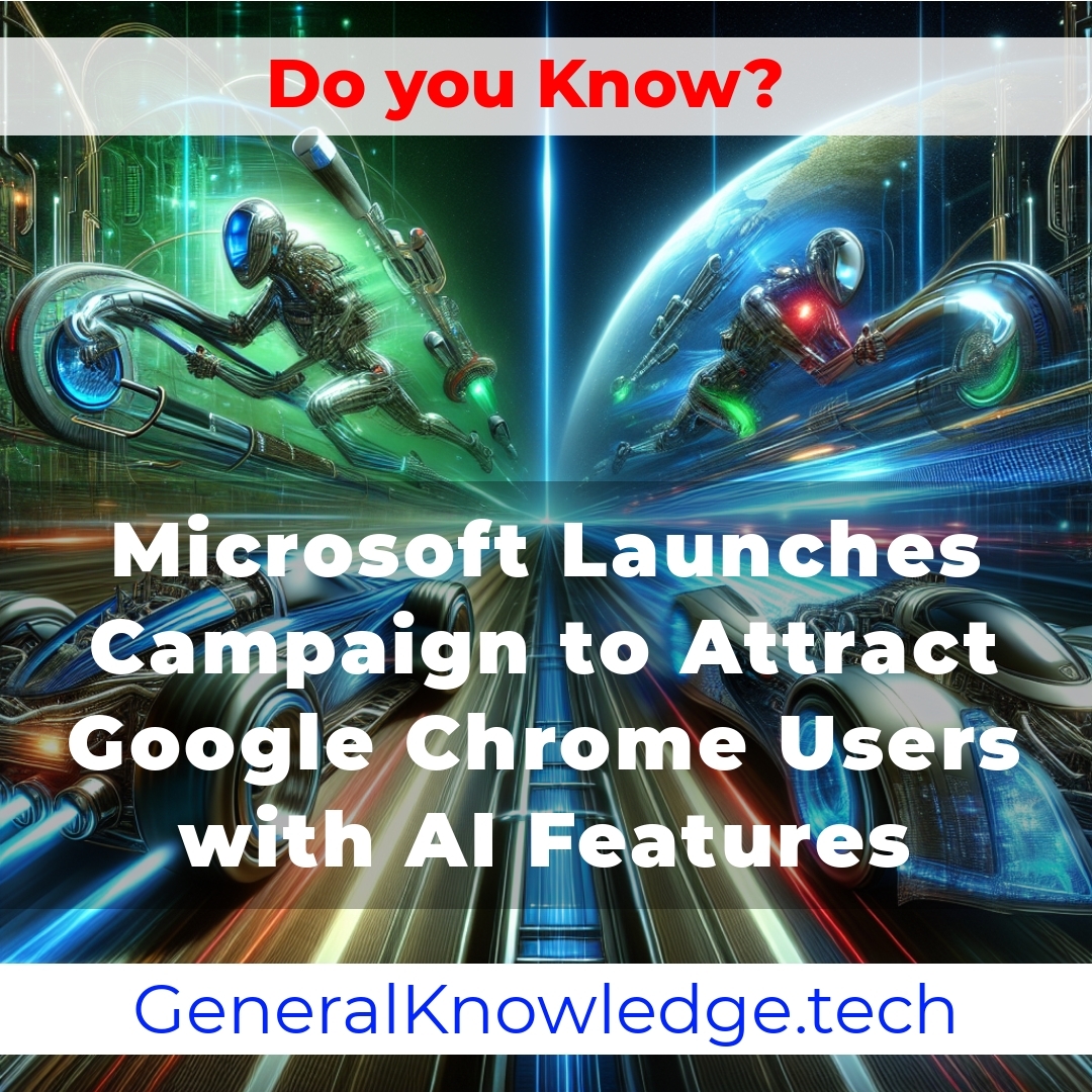 StayUpdated_247's tweet image. Microsoft Launches Campaign to Attract Google Chrome Users with AI Features
generalknowledge.tech/ai/microsoft-a…

#AIinbrowsers #browsercomparison #browsercompetition #GoogleChrome #marketshare #MicrosoftEdge #performanceanalysis #performancecomparison #securityfeatures #uniquefeatures #us...
