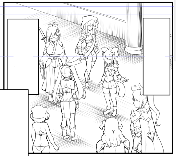 Vさん格闘大会のさなか、見覚えのある人っぽい方々たちを描くアタイ。 