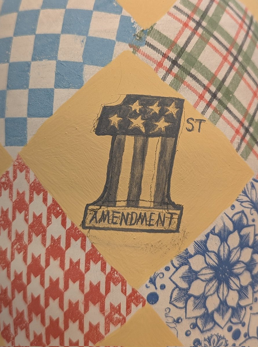 Painted underglaze on wheel thrown pottery.  Work in progress