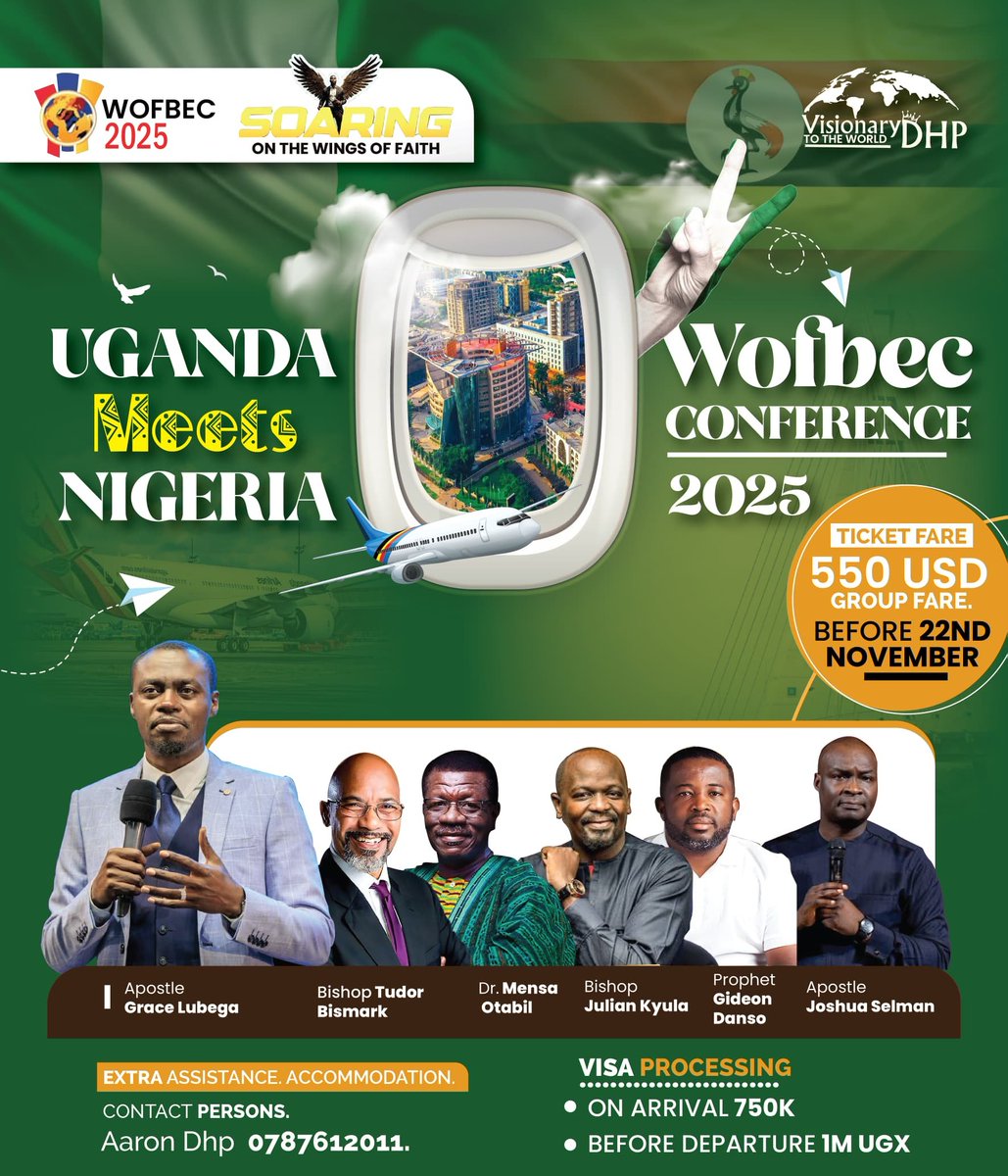 visionarydhp256's tweet image. Time to travel for the Gospel. 
This time we shall shake Nigeria 🇳🇬 with vuvuzera and dunamis as we escort Apostle Grace Lubega of Phaneroo Ministries International.
#Wofbec2024 #Phaneroo #Missionarylife tag your seat mates