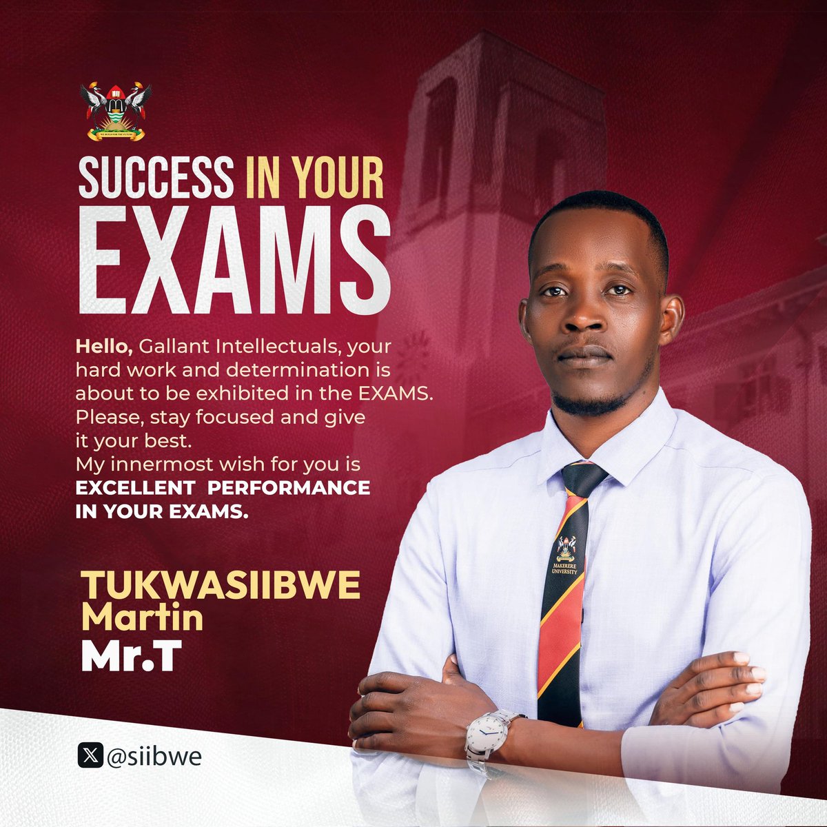 siibwe's tweet photo. Best wishes in the upcoming exams to you all Gallant Makerereans at the @Makerere Hill. It's a pleasure living in this generation, our time conquer is not tomorrow, it's now!! Be ready to take the bull by it's horns. https://t.co/dUQla93OiW