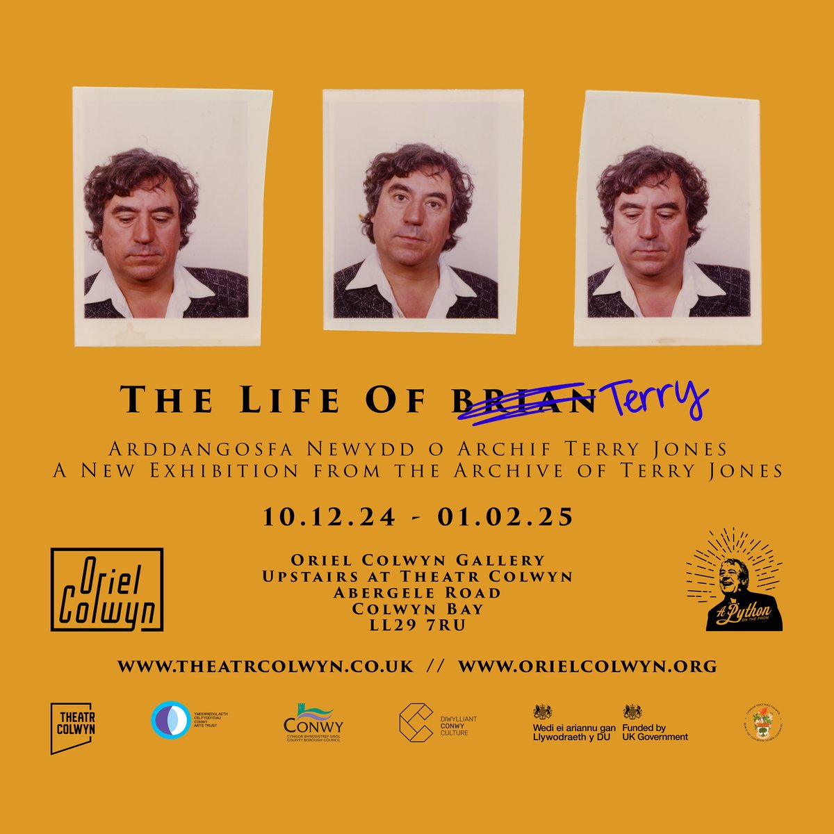 OrielColwyn's tweet image. EXHIBITION NEWS! - The Life Of Terry

We are delighted to announce that a new exhibition of previously unseen gems from the personal archive of TERRY JONES, the late MONTY PYTHON and Patron of @TheatrColwyn, will be open in our gallery from 10th December.

orielcolwyn.org/the-life-of-te…