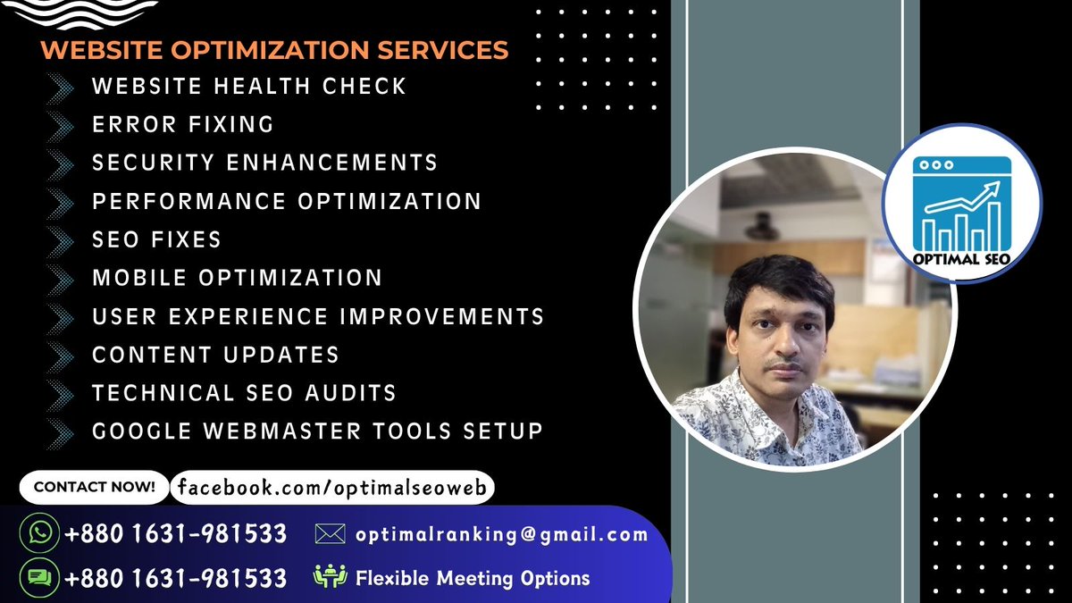 Optimalseoweb's tweet photo. Website Optimization Services by Optimal SEO
#WebsiteOptimization #SEOExpert #DigitalMarketing  #webdevelopment #SmallBusinessTips #OnlineSuccess #PerformanceBoost #uxdesign #MobileOptimization #TechSEO #SmallBizTips #OnlineStore #DigitalMarketing https://t.co/W88QWAPzhY