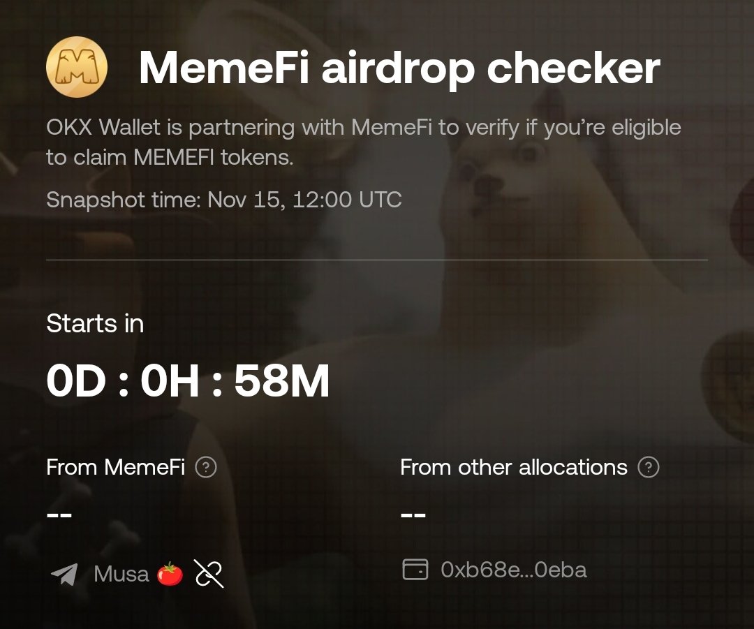 binadam61's tweet photo. $MEMEFI Allocation In less than 1 hour 

Who's READY 🫣 ? https://t.co/7GWRPjNke2