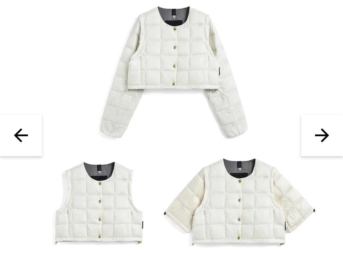 【TAION EXTRA 】ペプラムパーツ Mオフホワイト　新品　ダウン タイオンエクストラ ペプラム ホワイトM ALL PRODUCTS – TAION EXTRA