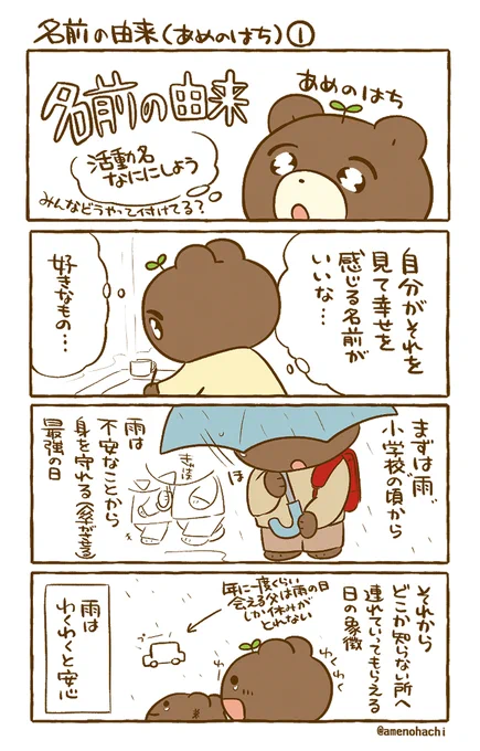 【過去に上げたもの】
※初期の絵柄です🐻
名前の由来です☔️🐶 
