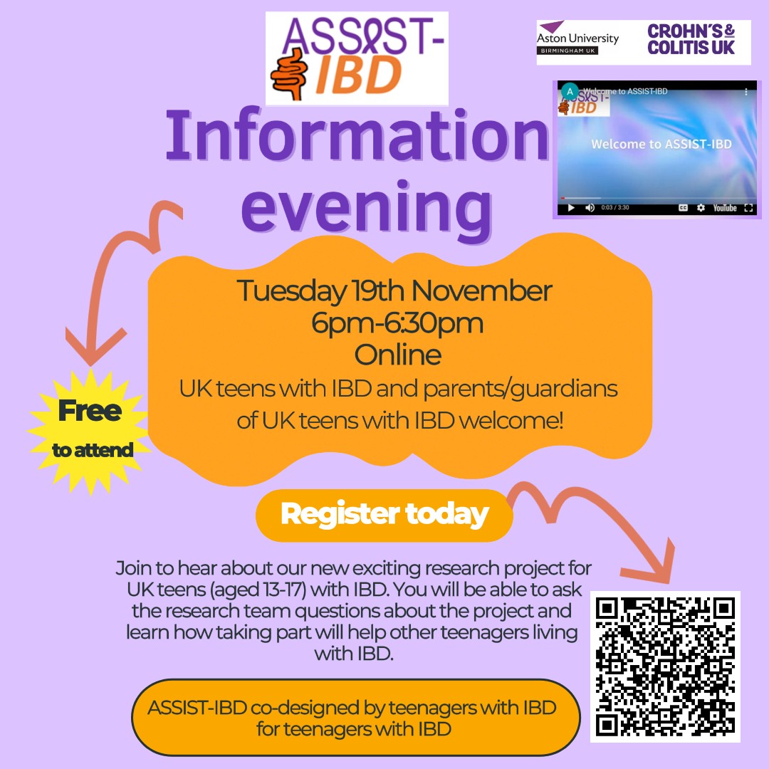 Thank you for giving us the opportunity to present our research this morning <a href="/CrohnsColitisUK/">Crohn's & Colitis UK</a> <a href="/CrohnsColitisR/">Crohn's & Colitis Research</a> 
To find out more on how teenagers with IBD can take part in our research, scan the QR code in the post to join our free online event!