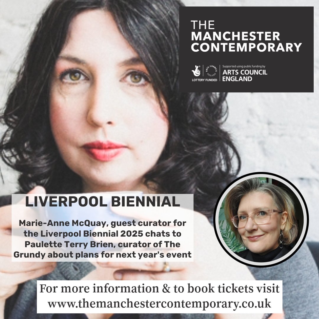 Don't miss our Art Talk in 15 mins!

Central 5 in main entrance  16th November 11:30 – 12:15
Liverpool Biennial
Marie-Anne McQuay, guest curator for the Liverpool Biennial 2025 chats to Paulette Terry Brien, curator of The Grundy about plans for next year's event.