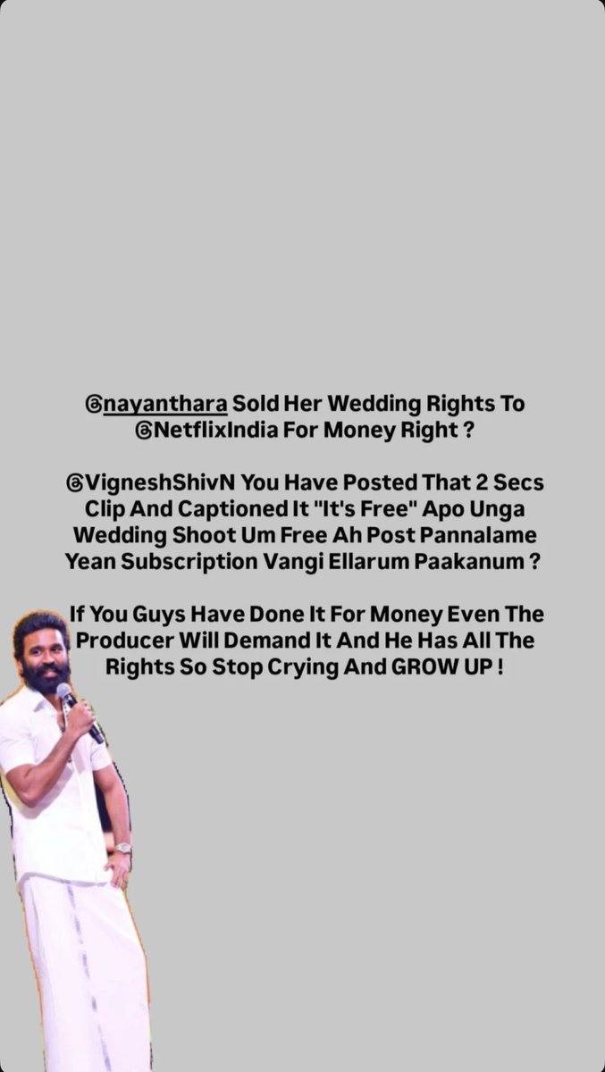 #IStandWithDhanush <a href="/dhanushkraja/">Dhanush</a>
Fuck You <a href="/VigneshShivN/">Vignesh Shivan</a> You BIGGEST SIMP and Fuck You <a href="/NayantharaU/">Nayanthara✨</a> the BIGGEST HOEBAG TRYING TO ACT LIKE A QUEEN!