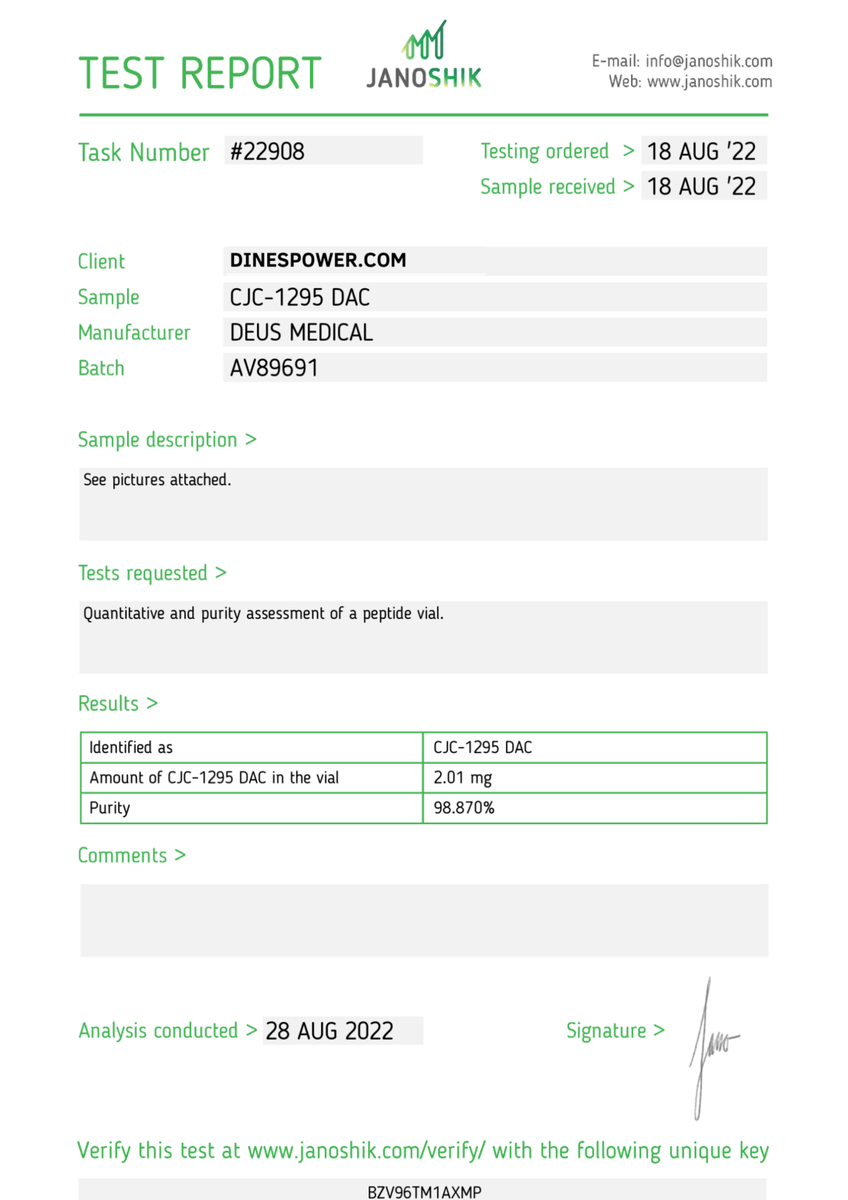 ManSynthesis's tweet image. CJC-1295 DA-HORMON IN BOTTLE 

Third-party tested for identity, purity and concentration.

Each product has a unique code to check authenticity.

Certified by WHO-GMP, and compliant with EUGMP and UKMHRA.

All products have LAB TESTS