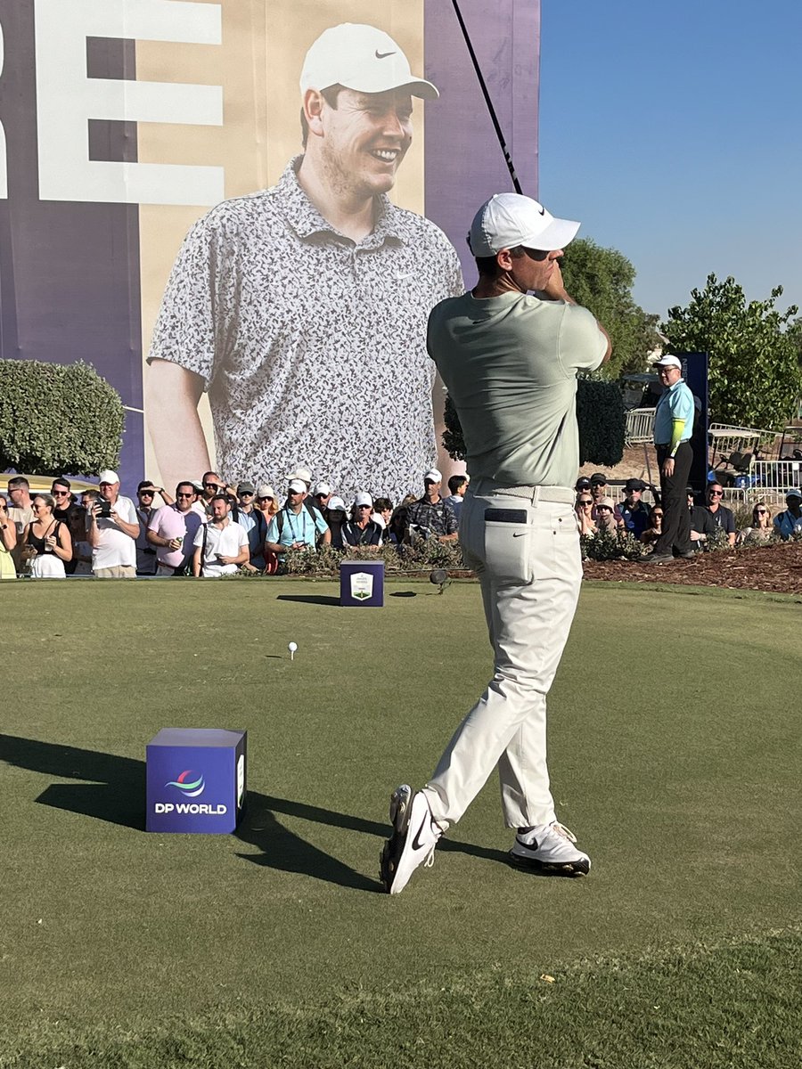 PinkTaxiRunner's tweet photo. He is playing fantastic - has been all week and I wait up at hole 14 ( against the ugliest backdrop : I crop and zoom ) @McIlroyRory #practiceswing https://t.co/DfSmPxAvpW