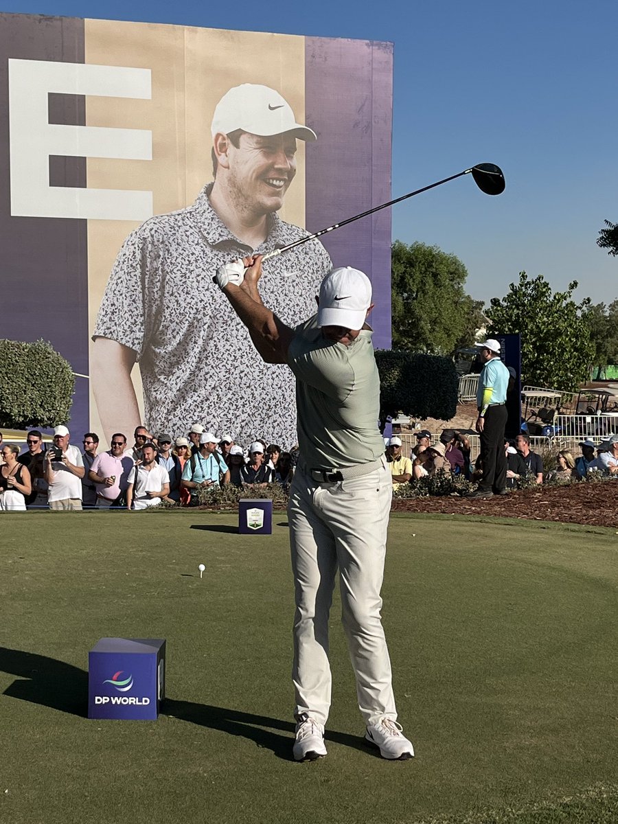 PinkTaxiRunner's tweet photo. He is playing fantastic - has been all week and I wait up at hole 14 ( against the ugliest backdrop : I crop and zoom ) @McIlroyRory #practiceswing https://t.co/DfSmPxAvpW