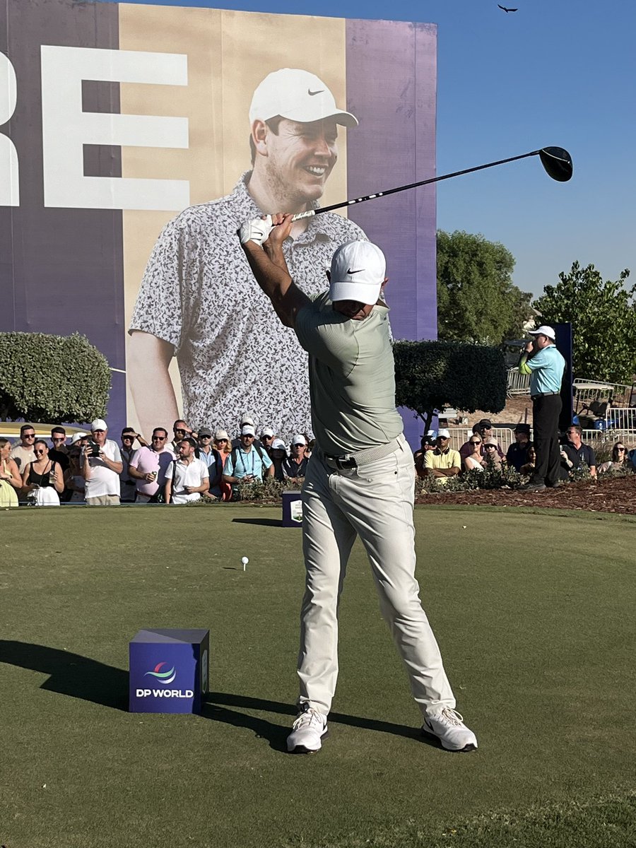 PinkTaxiRunner's tweet photo. He is playing fantastic - has been all week and I wait up at hole 14 ( against the ugliest backdrop : I crop and zoom ) @McIlroyRory #practiceswing https://t.co/DfSmPxAvpW
