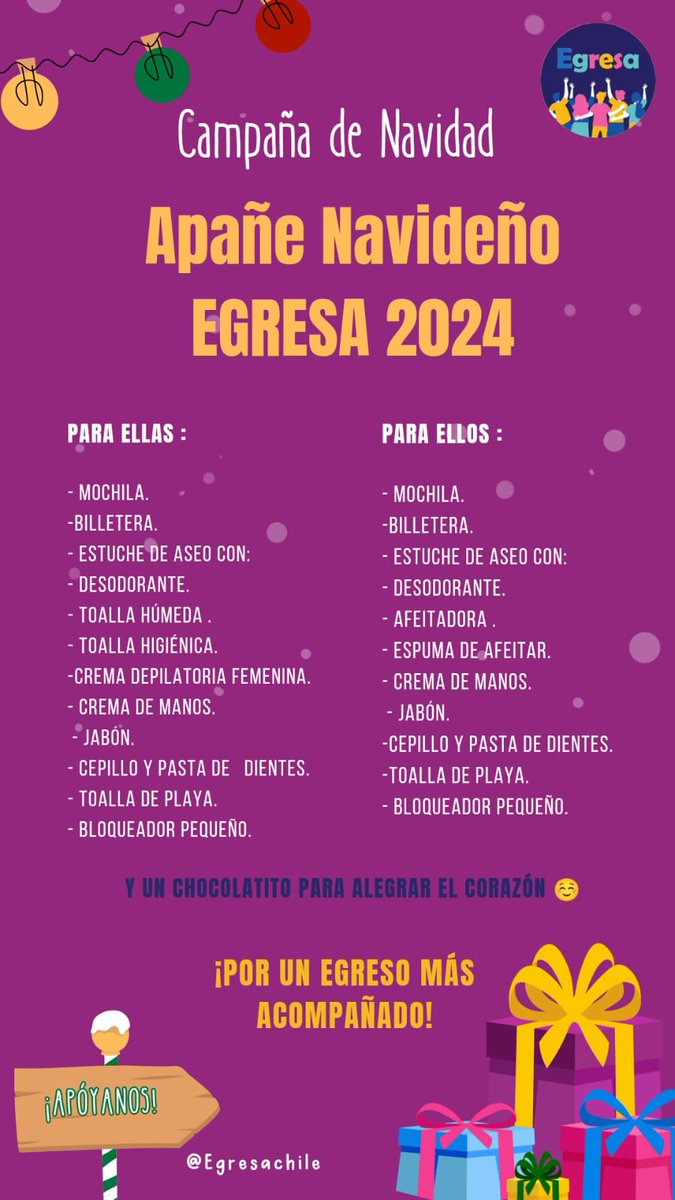 Hola chiquillos.
Ya empezamos nuestra campaña de las mochilas para los chicos egresados de hogares de protección que salen sin NADA.
Varios ya comprometieron su apoyo 🥰.

Instagram.com/egresachile