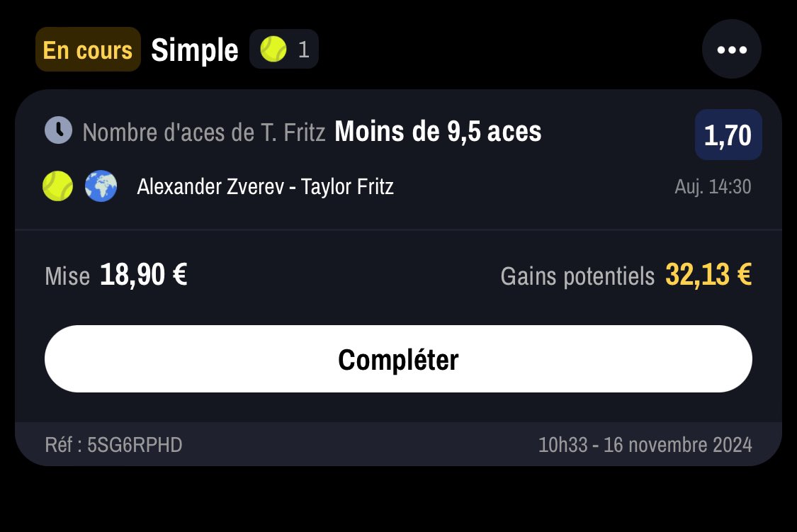 Ereborz_'s tweet photo. Masters Turin 🇮🇹🎾

➡️ Fritz -9,5 aces @1,70 | 2% 

📝 Cut beaucoup trop haut pour moi. Je vois Zverev dominer le match. Bon relanceur. Fritz n’a pas encore passé ce cut dans le masters. 

♥️ ou 🔁 pour le soutien.

#TeamParieur https://t.co/ILT3Aqt583