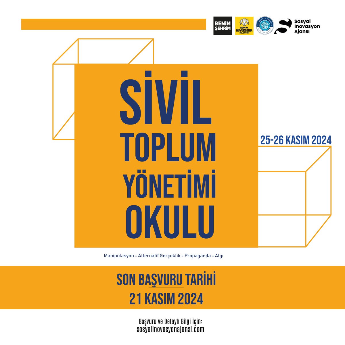 Başvuruyu Kaçırma. 
Sivil Toplum Yönetimi Okulu SİA’da! 

Sivil toplum yönetiminde algı, manipülasyon ve propaganda gibi kritik konuları tartışmak ve bu dinamiklere karşı etkili stratejiler geliştirmek için Sivil Toplum Yönetimi Okulu'na başvurular başladı.

Lisans öğrencilerine