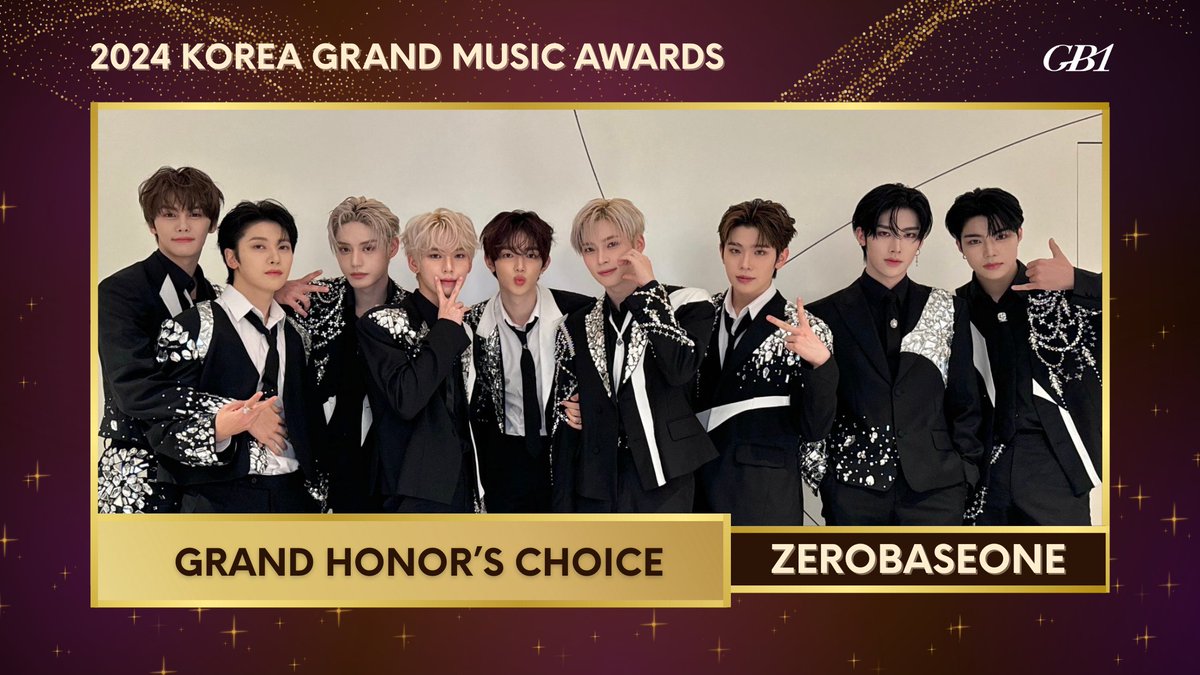 [🏆] Congratulations ZEROBASEONE for winning “GRAND HONOR'S CHOICE” at the 2024 Korea Grand Music Awards! 🎉

ZB1 GRAND STAGE AT KGMA 
#제로베이스원_존재자체가_GRAND 
#KGMA2024 
#ZEROBASEONE