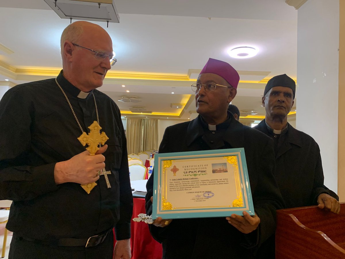 CatholicBishops's tweet photo. As part of a @trocaire delegation, Irish bishops undertook a pastoral visit to #Ethiopia & met with Cardinal Berhaneyesus Demerew CM, Bishop Tesfasellassie Medhin, @IEAmbEthiopia as well as witnessing and discussing projects of #Trócaire’s Ethiopian Catholic Church partners

@cjpireland @VaticanIHD